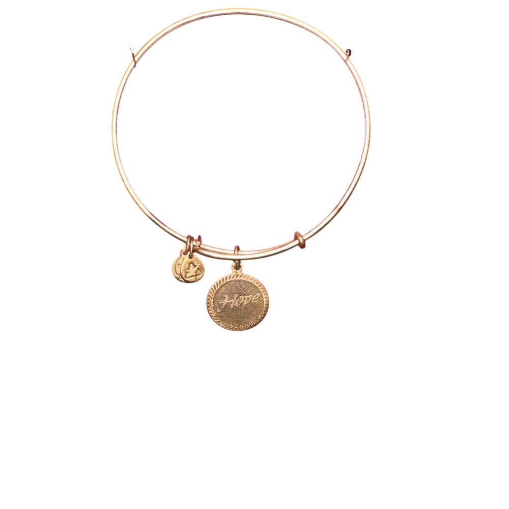 Alex and Ani Hope Charm Bangle Bracelet Expandable Wire Rose Gold Tone